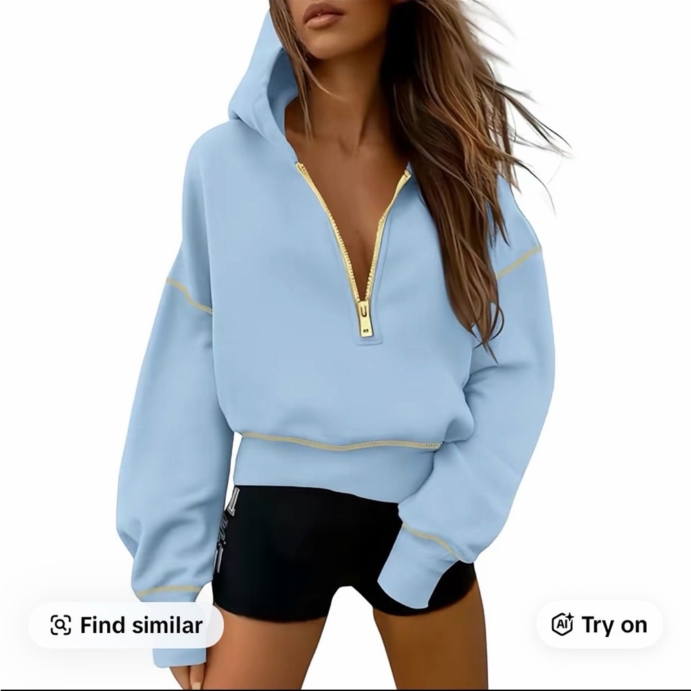 Sky Blue Half-Zip Hoodie